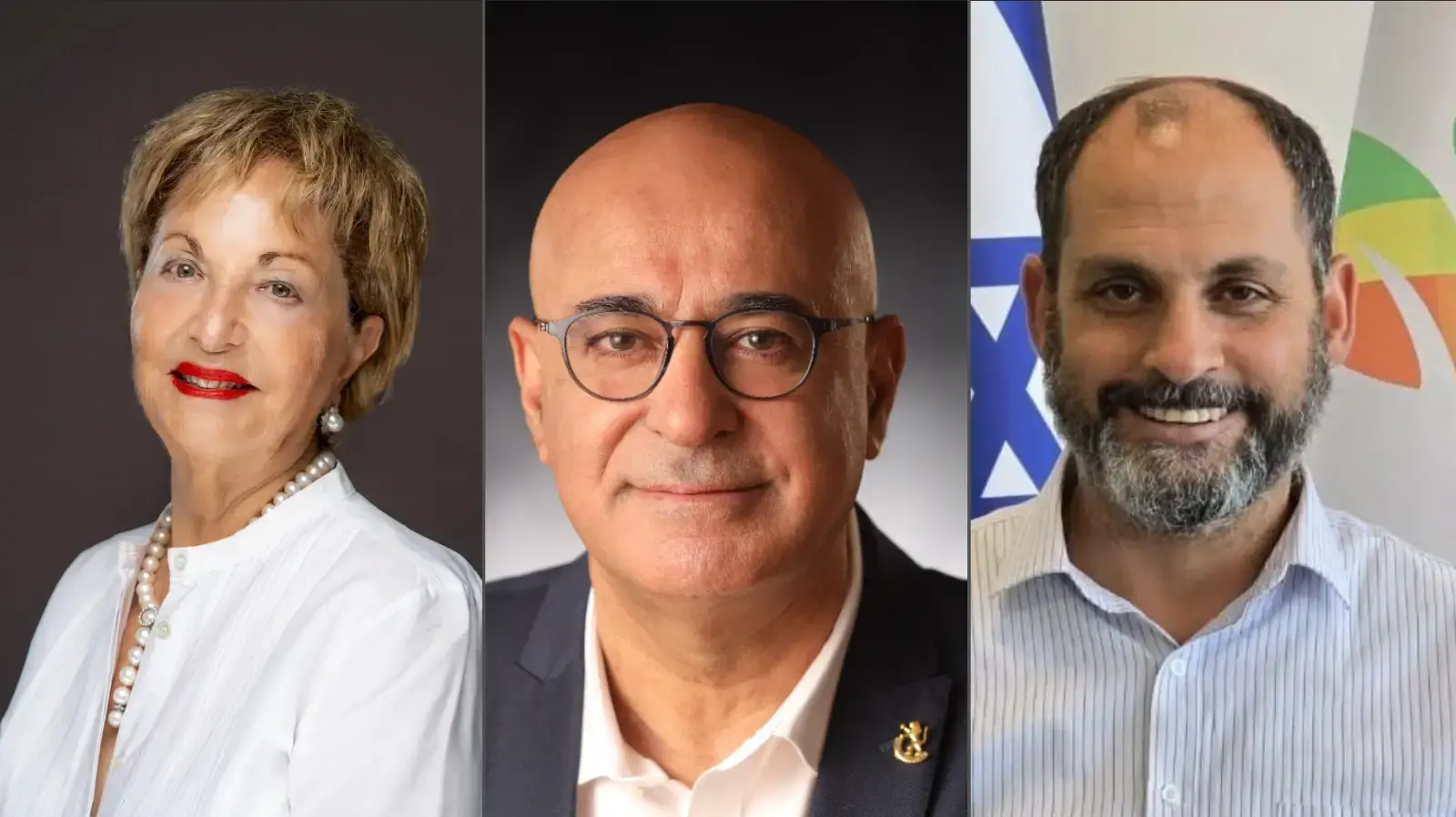 מימין: יכין זיק, איציק לארי, רעיה שטראוס