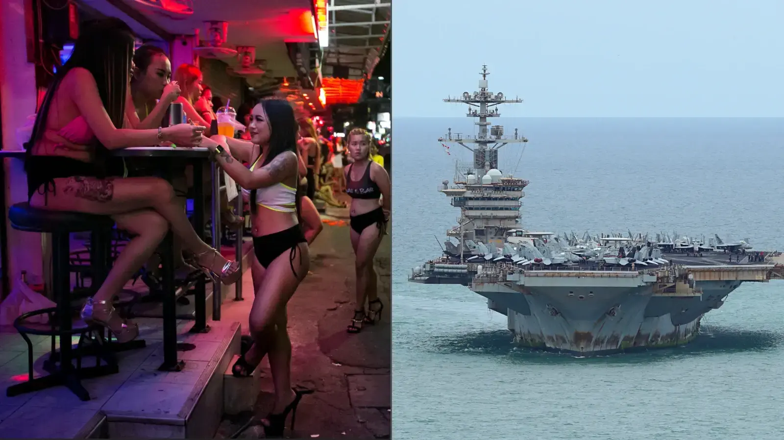 נושאת המטוסים האמריקנית USS Abraham Lincoln וזונות בפטאיה