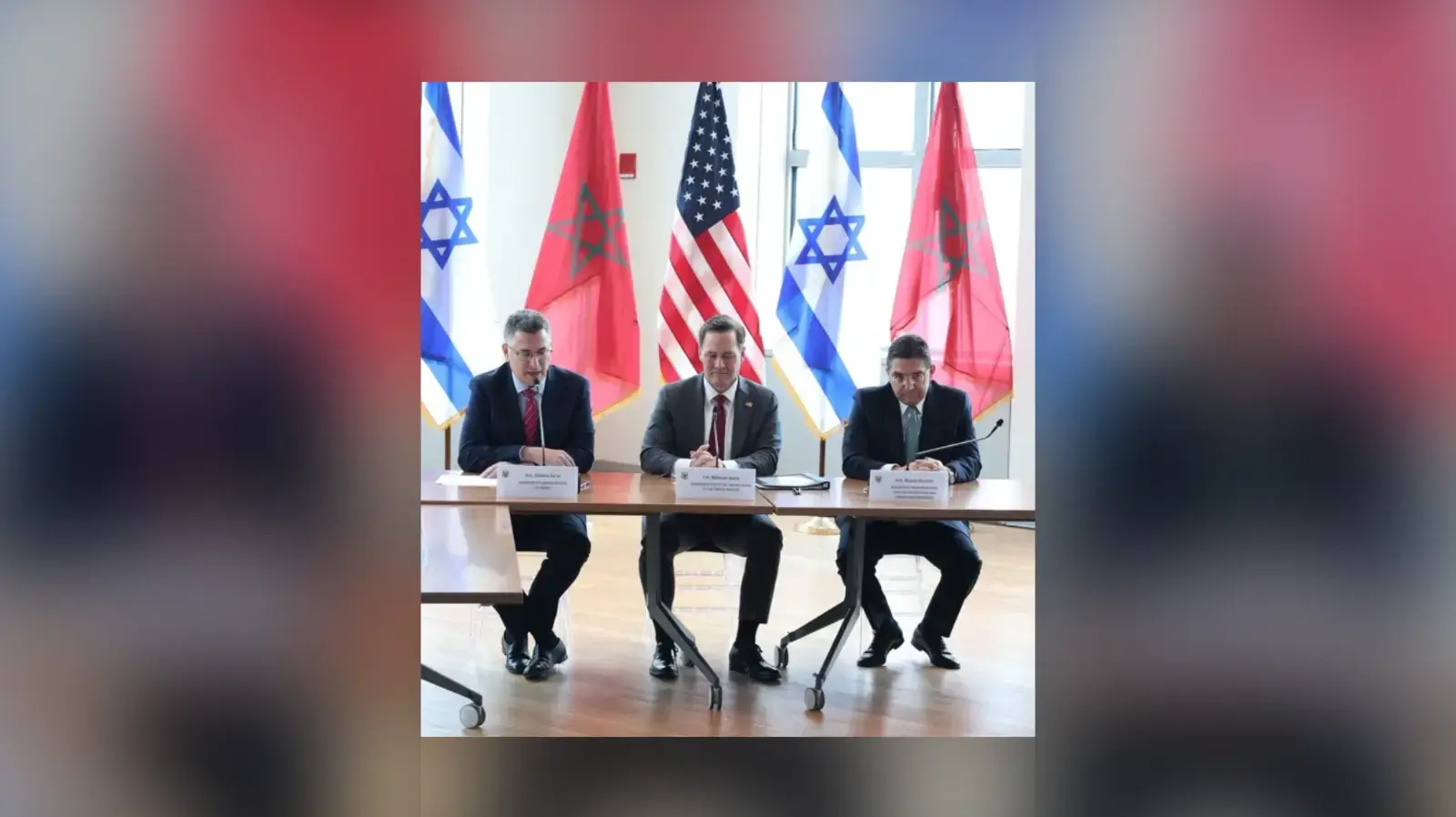 פסגה משולשת בניו יורק: שר החוץ סער, שר החוץ של מרוקו בוריטה ושגריר ארה״ב באו״ם וולץ