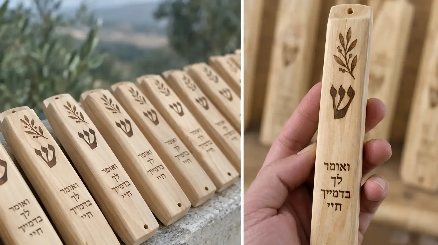 מזוזות עץ בעבודת יד