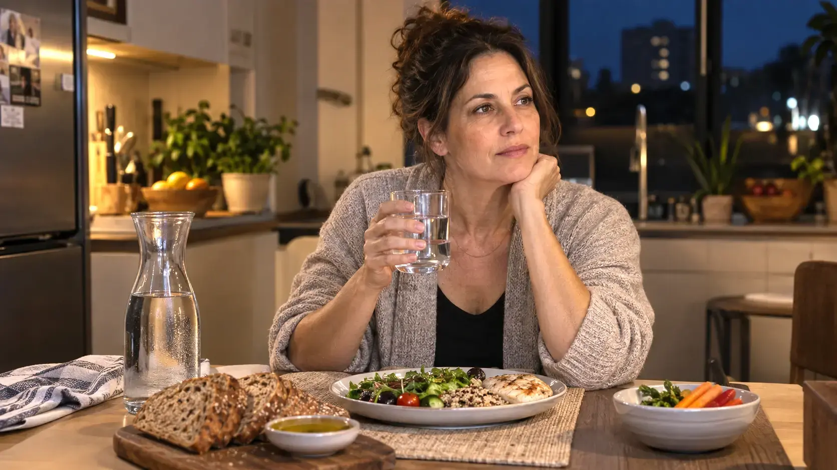 אישה אוכלת לפני צום אישה אוכלת לפני צום