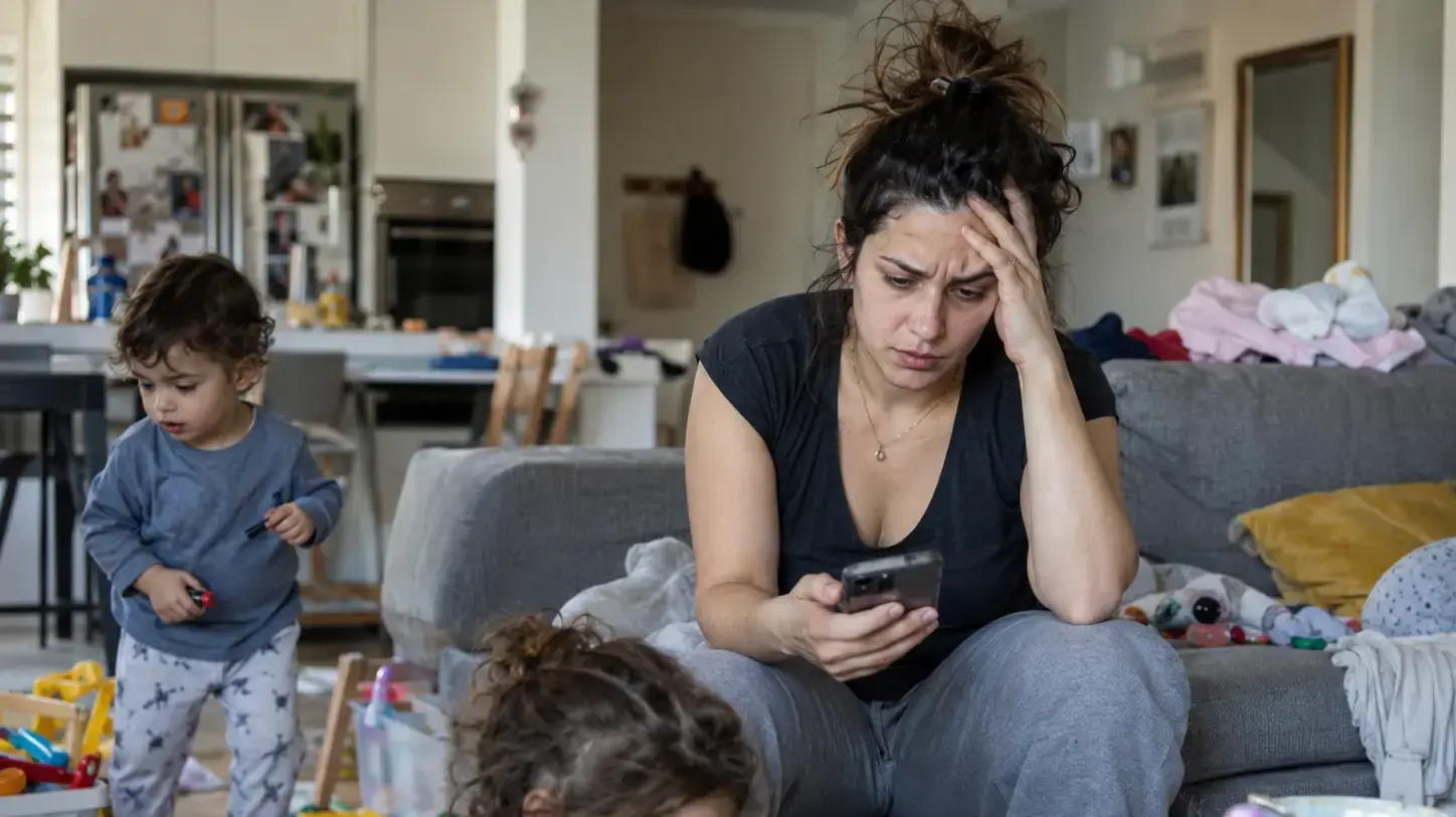 אישה נשארת בבית עם הילדים