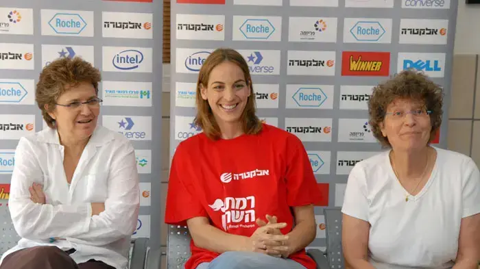ליעד סואץ (במרכז) שחקנית אלקטרה רמת השרון עם אורנה אוסטפלד, רחל אוסטרוביץ'
