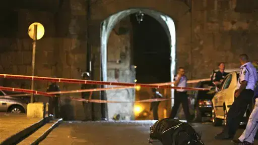 זירת פיגוע הירי בירושלים ב-12 ביולי, שבו נהרג שוטר מג"ב דוד שריקי