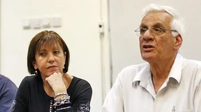 חיים אורון וזהבה גלאון בישיבת סיעת מרצ בת"א