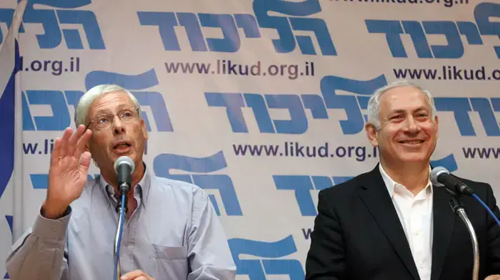 בנימין נתניהו ובני בגין במסיבת עיתונאים משותפת