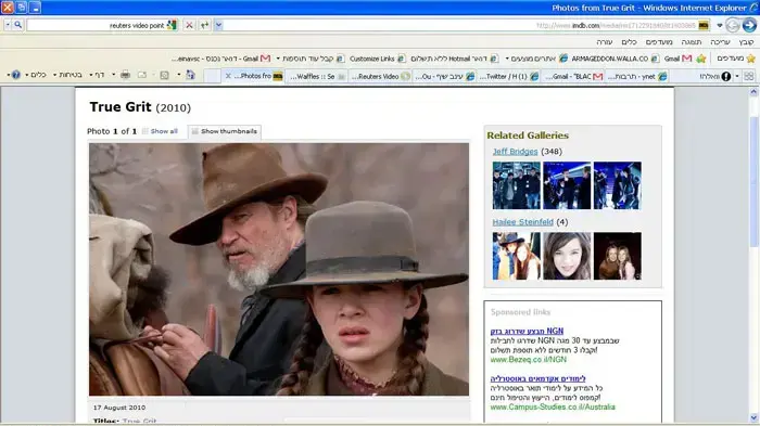 ג'ף ברידג'ס עם היילי סטיינפלד בסרט "True Grit"
