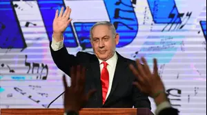 ראש הממשלה, בנימין נתניהו במהלך הצהרתו לאחר תוצאות המדגם במטה הליכוד במטה בבנייני האומה, ירושלים 23 במרץ 2021