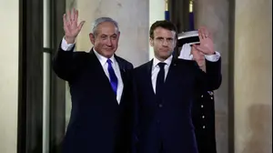 רה"מ בנימין נתניהו ונשיא צרפת עמנואל מקרון בפריז, 2 בפברואר 2023