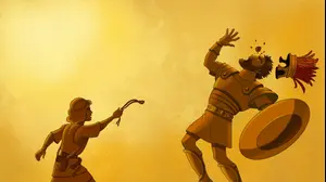 דוד המלך מול גוליית, איור של סיפור המעשה התנ"כי