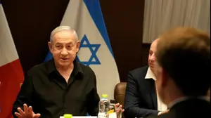 ראש הממשלה בנימין נתניהו בפגישה עם נשיא צרפת עמנואל מקרון, בלשכת רה"מ בירושלים.
24 באוקטובר 2023