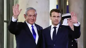 רה"מ בנימין נתניהו ונשיא צרפת עמנואל מקרון בפריז, 2 בפברואר 2023