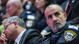 איתמר בן גביר השר לביטחון לאומי עם מפכ"ל המשטרה דני לוי, טקס הוקרה לכוחות הביטחון, 13 בינואר 2025