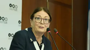 הנשיאה (בדימוס) אסתר חיות בכנס לכבודה, אוניברסיטת תל אביב, 21 בינואר 2025