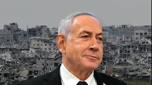 נתניהו ברקע הרס עזה