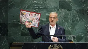 נשיא איראן מסעוד פזשכיאן בעצרת האום. 24.9.25