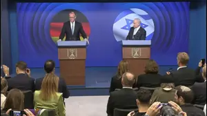 רה"מ בנימין נתניהו מקיים מסיבת עיתונאים משותפת עם קנצלר גרמניה, 7 בדצמבר 2025