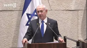 ראש הממשלה בנימין נתניהו בדיון 40 חתימות במליאה - בנושא קריסת מעמדה הבינלאומי של מדינת ישראל. 8 בדצמבר 2025