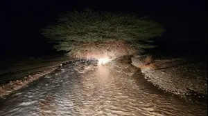 גל ראשון של שטפון בנחל נמיה, בערבה התיכונה