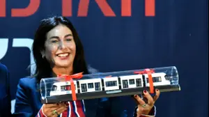 מירי רגב, שרת התחבורה, טקס הארכת הקו האדום של הרכבת הקלה לראשון לציון, 25 בדצמבר 2025