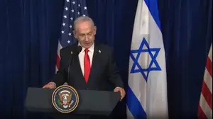 דונלד טראמפ ובנימין נתניהו במסיבת עיתונאים בפלורידה, 29.12.25