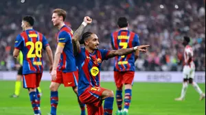 ראפיניה שחקן ברצלונה חוגג שער