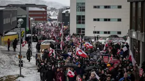 הפגנה נגד תכניתו של נשיאא ארה"ב דונלד טראמפ להשתלט על גרינלנד בבירה נואוק, 17 בינואר 2026