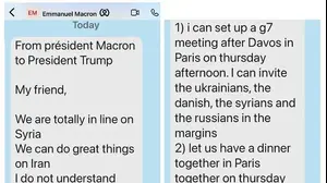 הודעות ששלח נשיא צרפת עמנואל מקרון לנשיא ארה"ב דונלד טראמפ