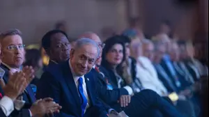 ראש הממשלה בנימין נתניהו נואם בועידת האנטישמיות הבינלאומי, ירושלים.