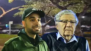 נשיא בית המשפט העליון בדימוס אהרן ברק ופעיל הימין מרדכי דוד