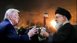 נשיא ארה"ב דונלד טראמפ נושא דברים במשרד האוצר האמריקאי בוושינגטון והמנהיג העליון של איראן עלי חמינאי נואם בפגישה בטהרן, איראן
ינואר 2026