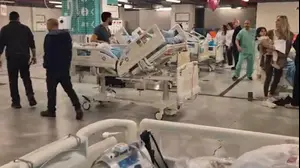 ירידה לתת קרקע בבית החולים איכילוב בתל אביב נוכח המצב הביטחוני.
