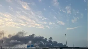 עשן באיחוד האמירויות בעקבות התקפה איראנית