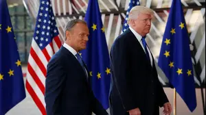 נשיא ארה"ב דונלד טראמפ ודונלד טוסק, אז נשיא המועצה האירופית, 2017