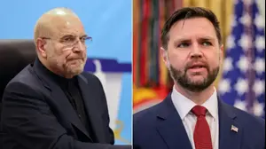 נשיא ארה"ב ג'יי די ואנס ויו"ר הפרלמנט האיראני מוחמד באקר קאליבאף
