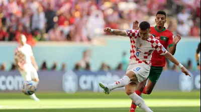 שחקן נבחרת קרואטיה, איבן פרישיץ', במשחק נגד מרוקו. רויטרס