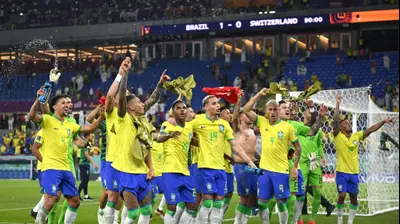 נבחרת ברזיל חוגגת. Matthias Hangst,GettyImages