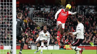 שחקן ארסנל אדי אנקטייה כובש שער נגד מנצ'סטר יונייטד. Catherine Ivill,GettyImages