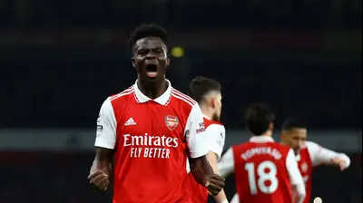 בוקאיו סאקה, שחקן ארסנל חוגג. רויטרס