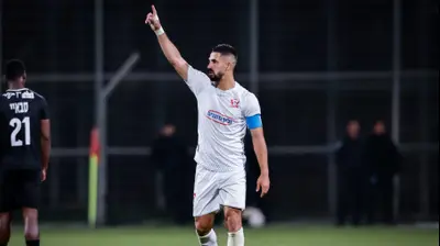 בירם כיאל שחקן בני סכנין חוגג שער. מאור אלקסלסי