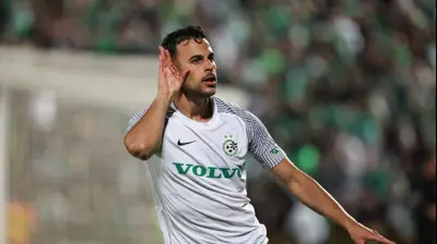 דין דוד שחקן מכבי חיפה חוגג שער. לירון מולדובן 