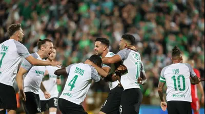 שחקני מכבי חיפה חוגגים. לירון מולדובן 