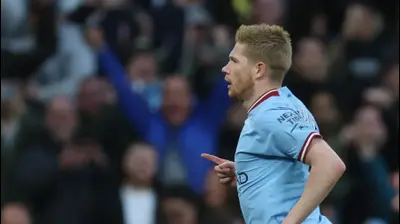 קווין דה בראונה שחקן מנצ'סטר סיטי חוגג שער. רויטרס