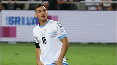 אוסקר גלוך נבחרת ישראל מול בלארוס. דני מרון