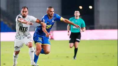 קייס גאנם שחקן מכבי בני ריינה מול דיא לבאבידי שחקן הפועל חדרה. קובי אליהו