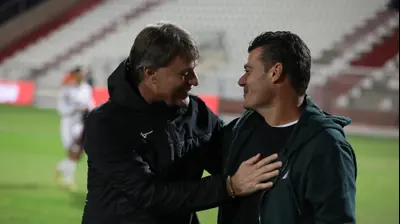 ניסו אביטן הפועל חדרה לצד סלובודן דראפיץ' מאמן בני סכנין. שלומי גבאי