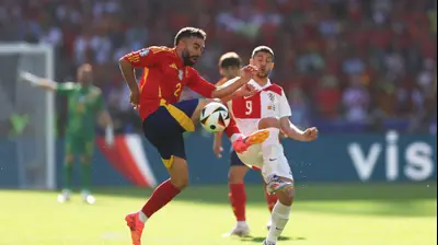 דני קרבחאל נבחרת ספרד לצד אנדריי קרמאריץ' נבחרת קרואטיה. GettyImages