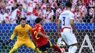 דני קרבחאל נבחרת ספרד כובש מול נבחרת קרואטיה. GettyImages