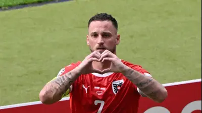 מרקו ארנאוטוביץ' שחקן נבחרת אוסטריה חוגג שער. רויטרס