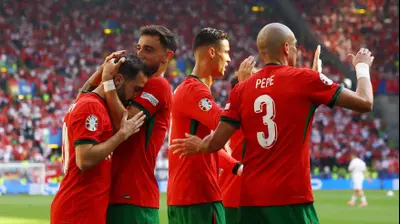 שחקני נבחרת פורטוגל חוגגים. רויטרס